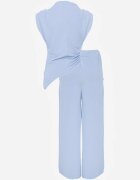 allyson Set Albastru deschis Bluză cu pernuțe la umeri și Pantaloni drepți cu elastic în talie Divanes