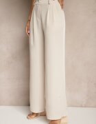 allyson Set Bej cu Pantaloni cu Croială Largă și Cămașă cu Legătură Decorativă Filaniella