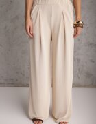 allyson Set bej deschis Bluză cu pernuțe la umeri și Pantaloni drepți cu elastic în talie Divanes