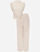 allyson Set bej deschis Bluză cu pernuțe la umeri și Pantaloni drepți cu elastic în talie Divanes