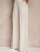 allyson Set Bej Pantaloni cu croială largă și Bluză petrecută cu elastic Reavilora