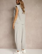 allyson Set de trening gri cu viscoză Pantaloni cu șnur decorativ și Top Nitunela