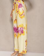 allyson Set Galben Bluză Încrețită cu Croi Asimetric și Pantaloni Largi cu Imprimeu Floral Linidia