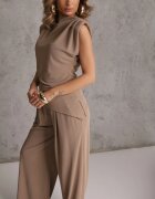 allyson Set Maro deschis Bluză cu pernuțe la umeri și Pantaloni drepți cu elastic în talie Divanes