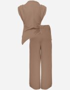 allyson Set Maro deschis Bluză cu pernuțe la umeri și Pantaloni drepți cu elastic în talie Divanes