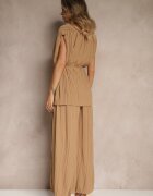 allyson Set maro deschis pantaloni cu croială largă și bluză cu umeri întăriți Nilamira