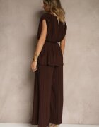 allyson Set Maro Pantaloni cu croială largă și Bluză cu umeri întăriți Nilamira