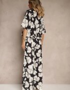 allyson Set Negru cu Imprimeu Floral Cămașă cu Mânecă Scurtă și Pantaloni Largi Revanae