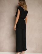 allyson Set Negru Pantaloni cu croială largă și Bluză cu linie de umeri rigidizată Nilamira