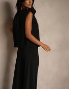 allyson Set Negru Pantaloni Largi și Bluză Decorată cu șnur Halomia