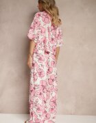 allyson Set Roz Floral Cămașă cu Mânecă Scurtă și Pantaloni Largi Revanae