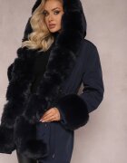 alnwick Geacă Parka Albastru închis cu șnur și Glugă cu Blană Bellad