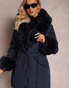 alnwick Geacă Parka Albastru închis cu șnur și Glugă cu Blană Bellad