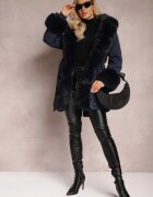 alnwick Geacă Parka Albastru închis cu șnur și Glugă cu Blană Bellad