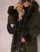 alnwick Geacă Parka Verde închis cu cordon și glugă cu blană Bellad