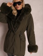 alnwick Geacă Parka Verde închis cu cordon și glugă cu blană Bellad