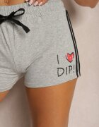 alnwick Pantaloni scurți Gri din bumbac cu elastic în talie și șnur decorate cu imprimeu Harmalia