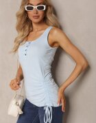 alnwick Top Albastru deschis Din bumbac cu Croi Asimetric Ornat cu Nasturi cu Ajustare Laterală Vilalina
