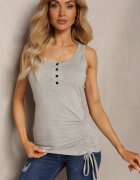 alnwick Top din Bumbac Gri cu Croi Asimetric Ornat cu nasturi cu Reglare pe lateral Vilalina