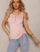 alnwick Top Roz De Bumbac cu croială asimetrică Decorat cu nasturi cu reglare laterală Vilalina