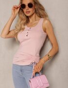 alnwick Top Roz De Bumbac cu croială asimetrică Decorat cu nasturi cu reglare laterală Vilalina