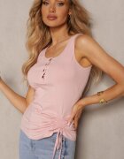 alnwick Top Roz De Bumbac cu croială asimetrică Decorat cu nasturi cu reglare laterală Vilalina