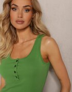 alnwick Top Verde din Bumbac cu Croi Asimetric Decorat cu Nasturi cu Ajustare pe Lateral Vilalina