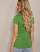 alnwick Tricou verde din bumbac cu nasturi la decolteu Wialina
