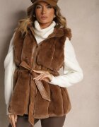 alnwick Vestă Maro Blană cu Glugă și Buzunare Cu șnur în talie Jackiena