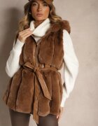 alnwick Vestă Maro Blană cu Glugă și Buzunare Cu șnur în talie Jackiena