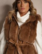 alnwick Vestă Maro Blană cu Glugă și Buzunare Cu șnur în talie Jackiena