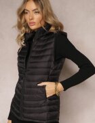 alnwick Vestă Neagră matlasată cu glugă și buzunare Kimes