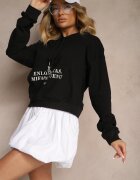 ambitionfly Bluza Neagră cu Croi Clasic cu Glugă și Buzunar Firloti