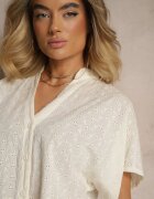 ambitionfly Cămașă Bej închisă din Bumbac Decorată cu Broderie Teladwenna