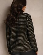 ambitionfly Cardigan Tweed Negru cu Model Elegant cu Nasturi Decorativi Zemirae