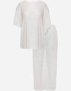 ambitionfly Compleu Oversize Alb Zdobit cu Pietre Tricou și Pantaloni Arnateia