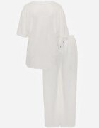 ambitionfly Compleu Oversize Alb Zdobit cu Pietre Tricou și Pantaloni Arnateia