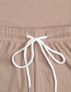 ambitionfly Compleu Oversize Bej Decorat cu Strassuri Tricou și Pantaloni Arnateia