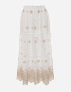 ambitionfly Fustă din bumbac Casual în stil Boho decorată cu decupaje și modele brodate Hermat Bej