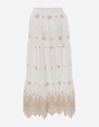 ambitionfly Fustă din bumbac Casual în stil Boho decorată cu decupaje și modele brodate Hermat Bej