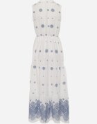 ambitionfly Rochie de vară Boho din bumbac cu broderie în modele și volănaș Alemite Albastră