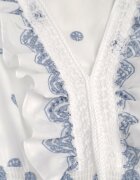 ambitionfly Rochie de vară Boho din bumbac cu broderie în modele și volănaș Alemite Albastră