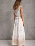 ambitionfly Rochie de vară Boho din bumbac cu broderie în modele și volănaș Alemite Bej
