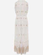 ambitionfly Rochie de vară Boho din bumbac cu broderie în modele și volănaș Alemite Bej