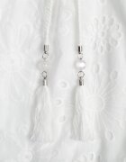ambitionfly Rochie Mini Albă din Bumbac Decorată cu Broderii și Dantelă Qirelia