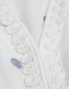 ambitionfly Rochie rustică din bumbac pentru vară decorată cu broderie și ciucuri Damea Albastră