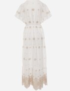 ambitionfly Rochie rustică din bumbac pentru vară decorată cu broderie și ciucuri Damea Bej