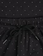 ambitionfly Set Negru Supradimensionat Împodobit cu Zirconii Tricou și Pantaloni Arnateia