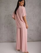 ambitionfly Set Roz Supradimensionat Decorat Cu Zirconii Tricou și Pantaloni Arnateia