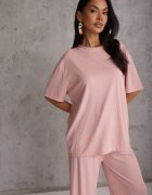 ambitionfly Set Roz Supradimensionat Decorat Cu Zirconii Tricou și Pantaloni Arnateia